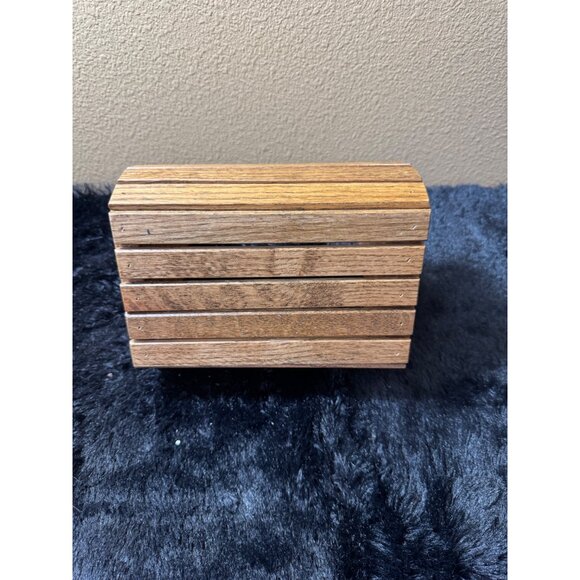 Vintage Wooden Handcrafted Slatted Tool Or Craft Caddy With Handle Rustic - Picture 6 of 7